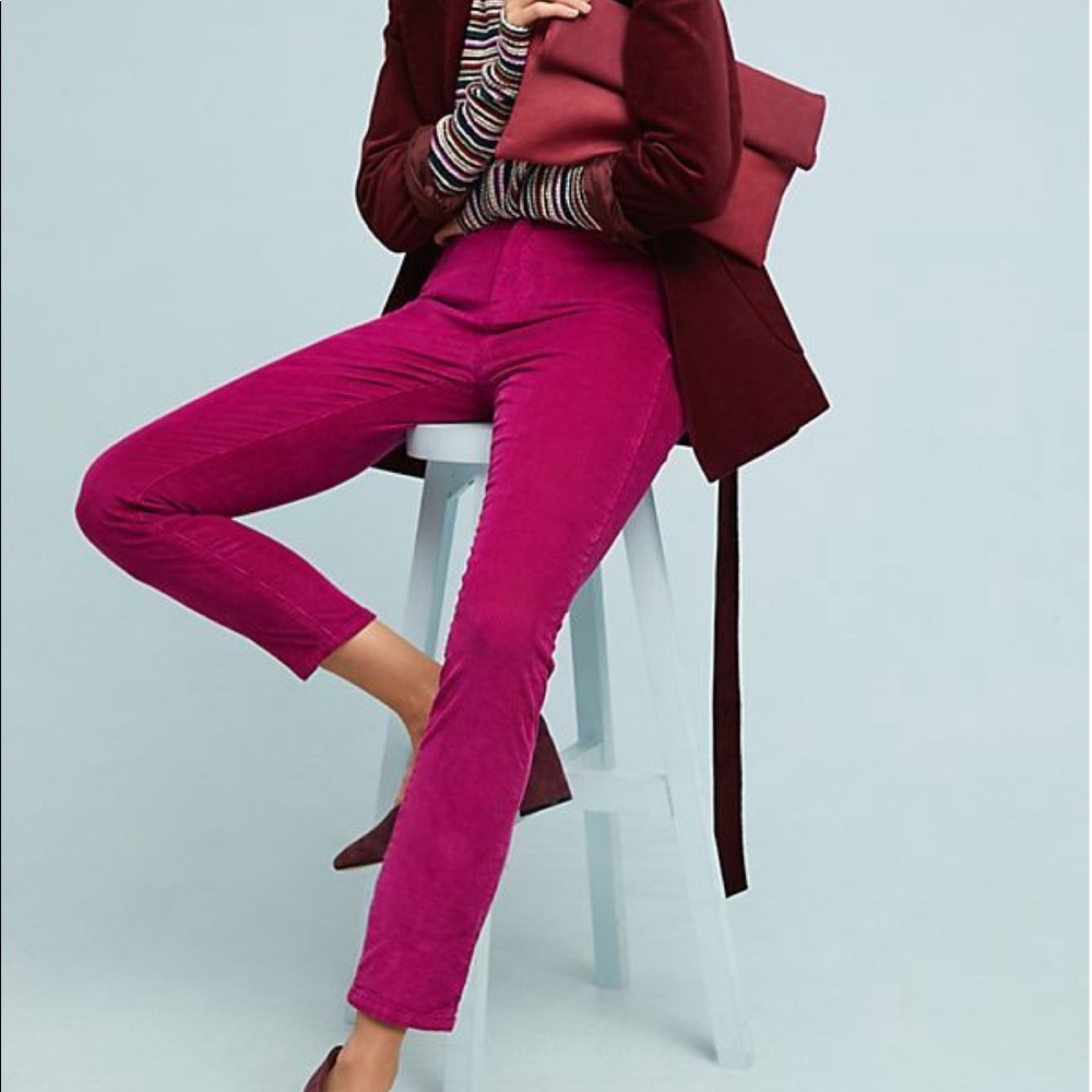Current Elliot pink high rise corduroy pants, 24